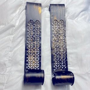 Brown & Brushed Gold Candle Pillars - Wall Decor - Set of 2